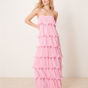 Pink Ruffled Maxi Dress